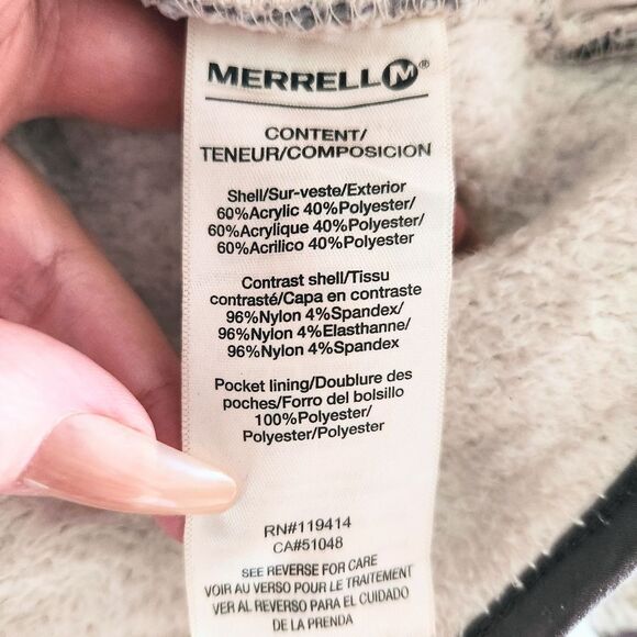 Merrell Women's Knit Sweater Full Front Zip Fleece Hooded Jacket Grey Size Small - Picture 4 of 5
